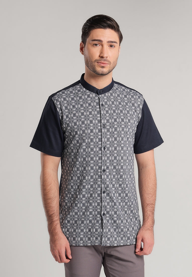 MOC - Kemeja Shanghai Lengan Pendek Pria Erdem - Navy