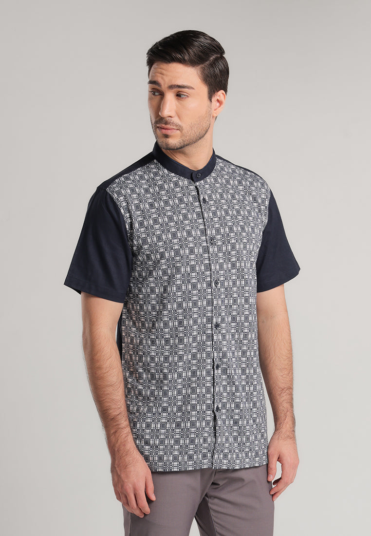 MOC - Kemeja Shanghai Lengan Pendek Pria Erdem - Navy