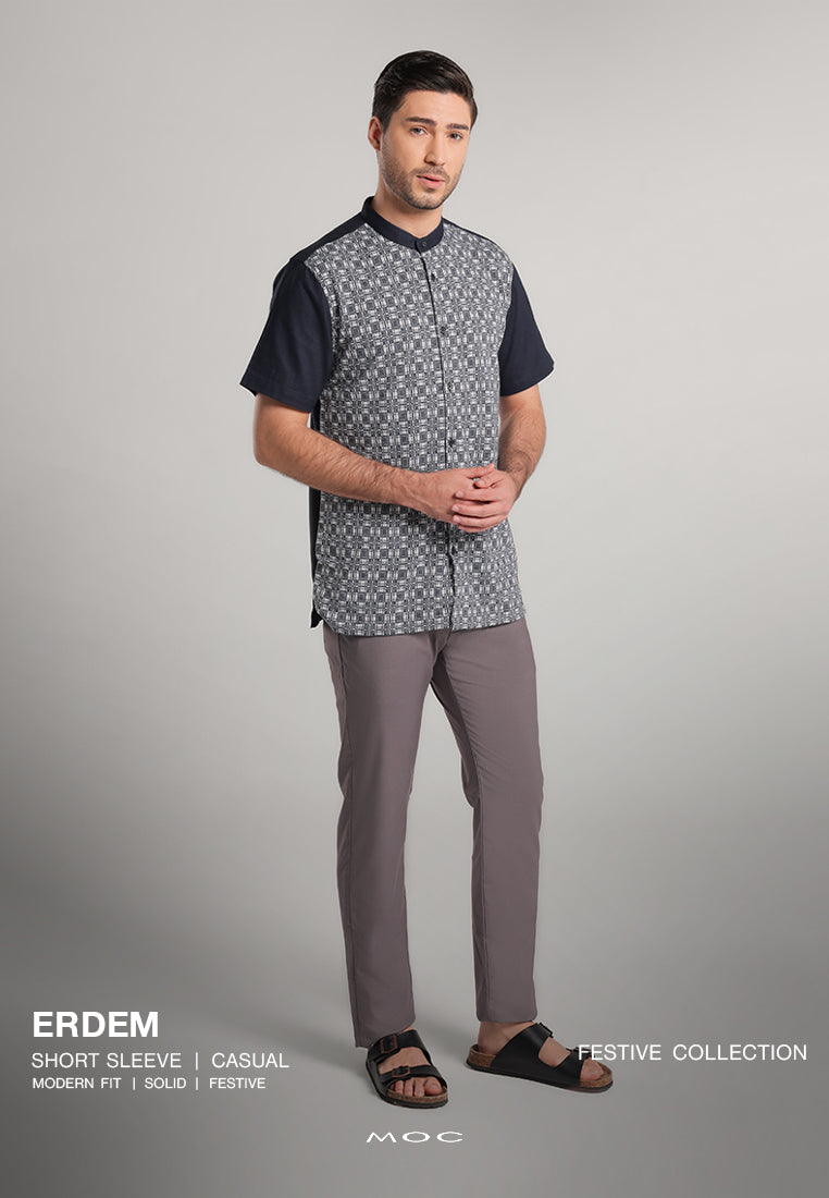 MOC - Kemeja Shanghai Lengan Pendek Pria Erdem - Navy