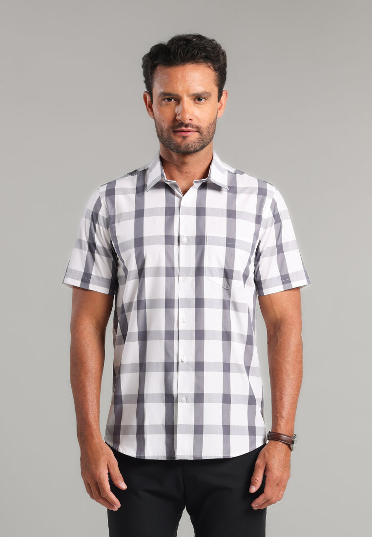 MOC - Kemeja Kotak-kotak Pria Lengan Pendek Erlands - Grey