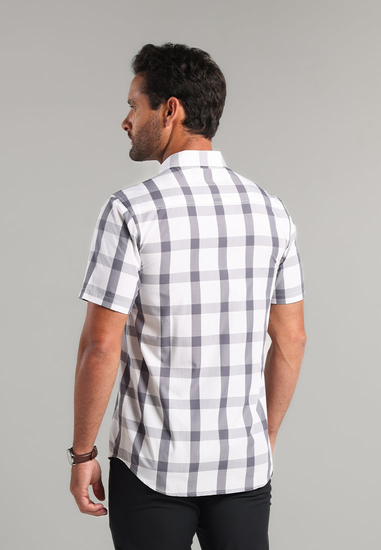 MOC - Kemeja Kotak-kotak Pria Lengan Pendek Erlands - Grey