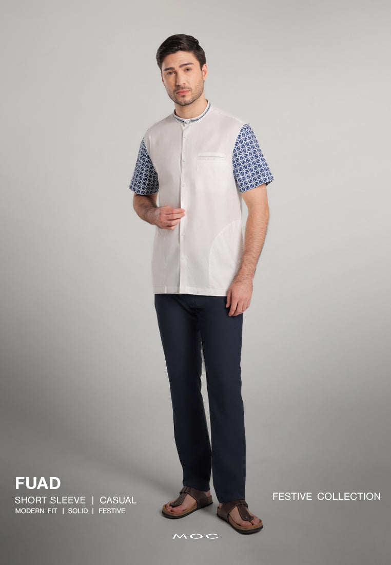 MOC - Kemeja Shanghai Lengan Pendek Fuad - White