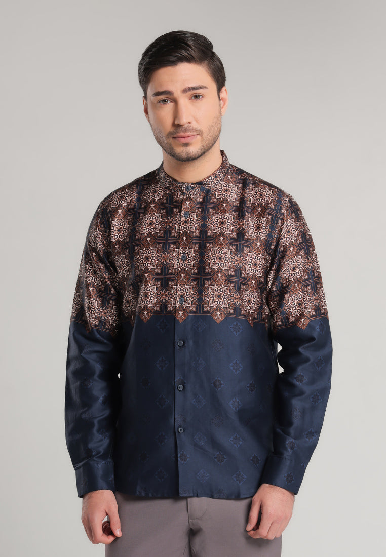 MOC Kemeja Shanghai Lengan Panjang Pria Mazhab - Navy