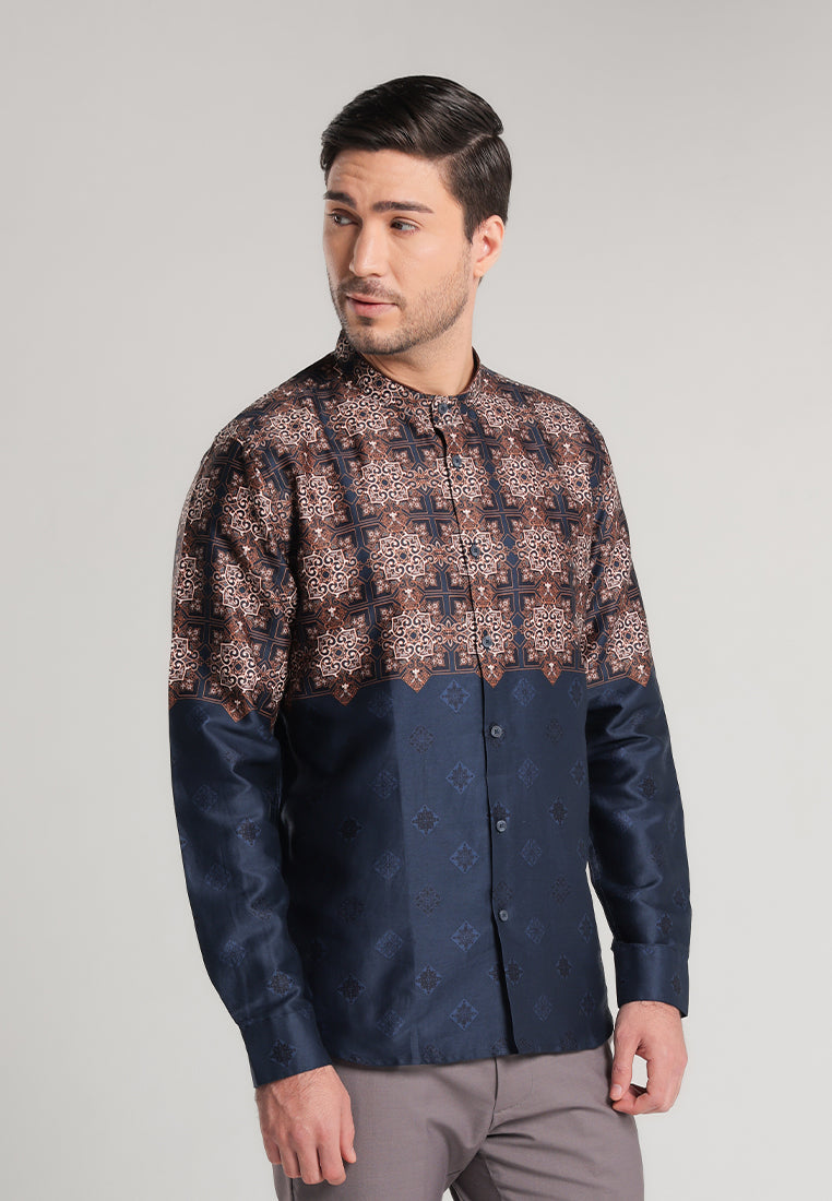 MOC Kemeja Shanghai Lengan Panjang Pria Mazhab - Navy