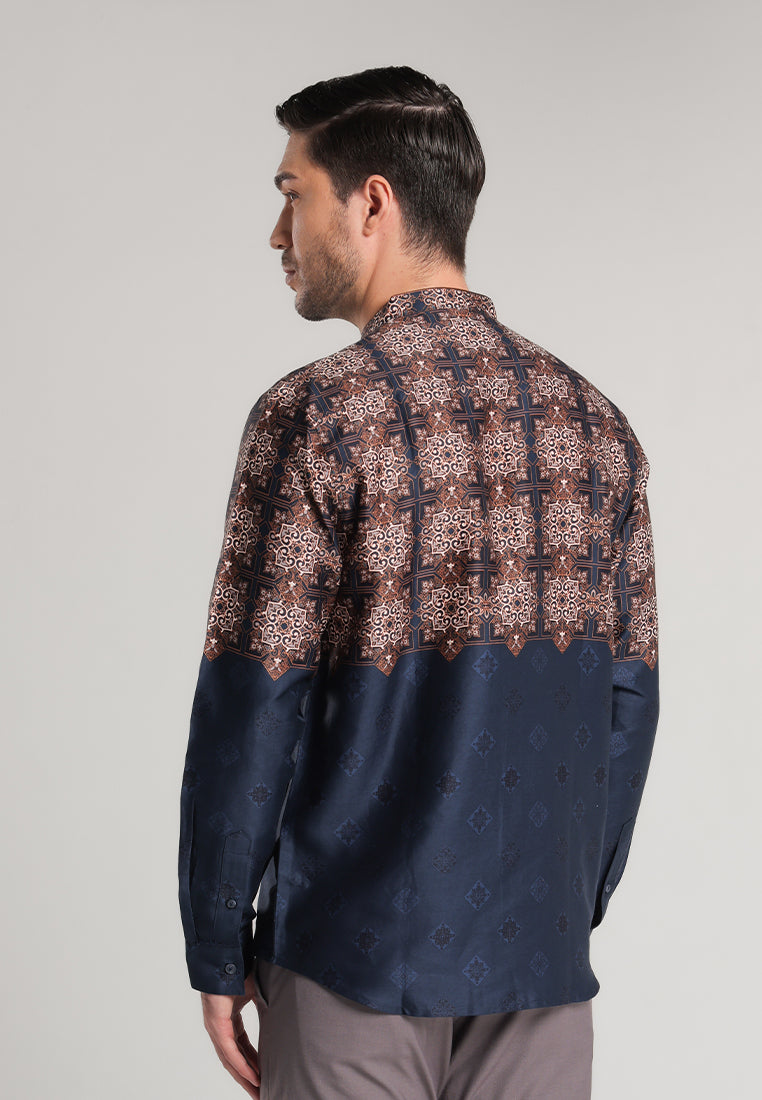 MOC Kemeja Shanghai Lengan Panjang Pria Mazhab - Navy