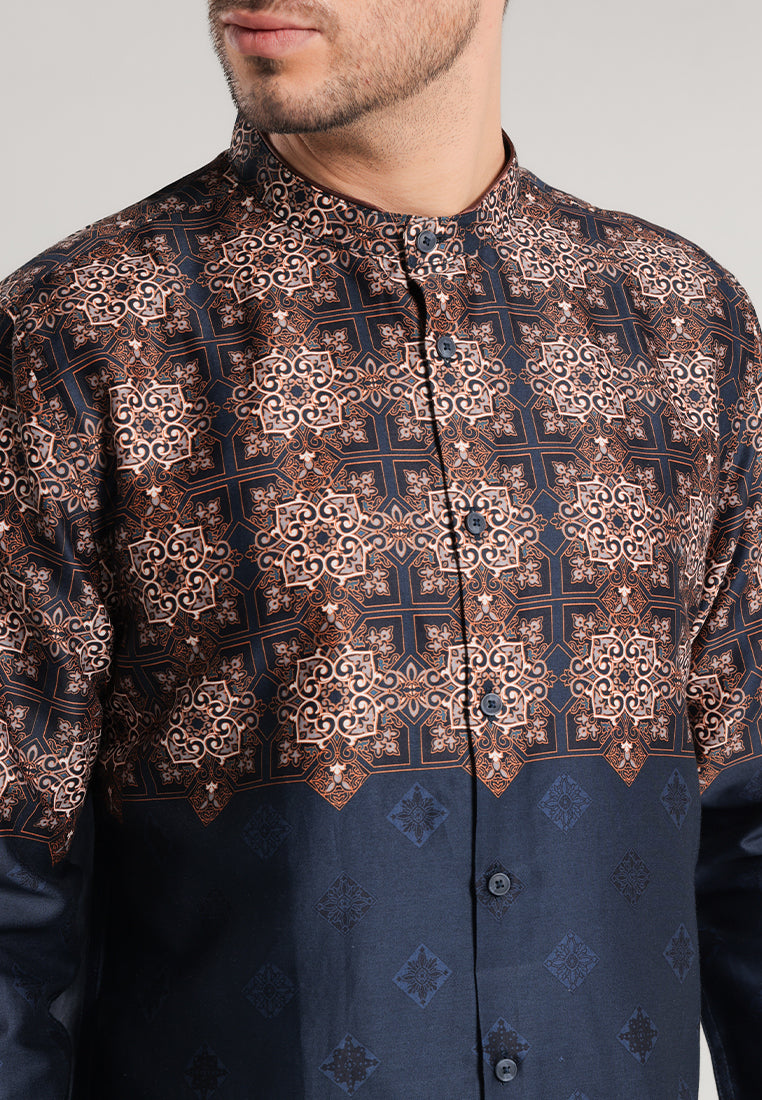 MOC Kemeja Shanghai Lengan Panjang Pria Mazhab - Navy
