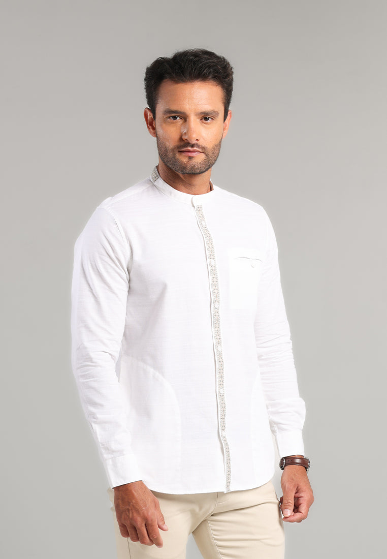 MOC Kemeja Shanghai Lengan Panjang Pria Nabil - White