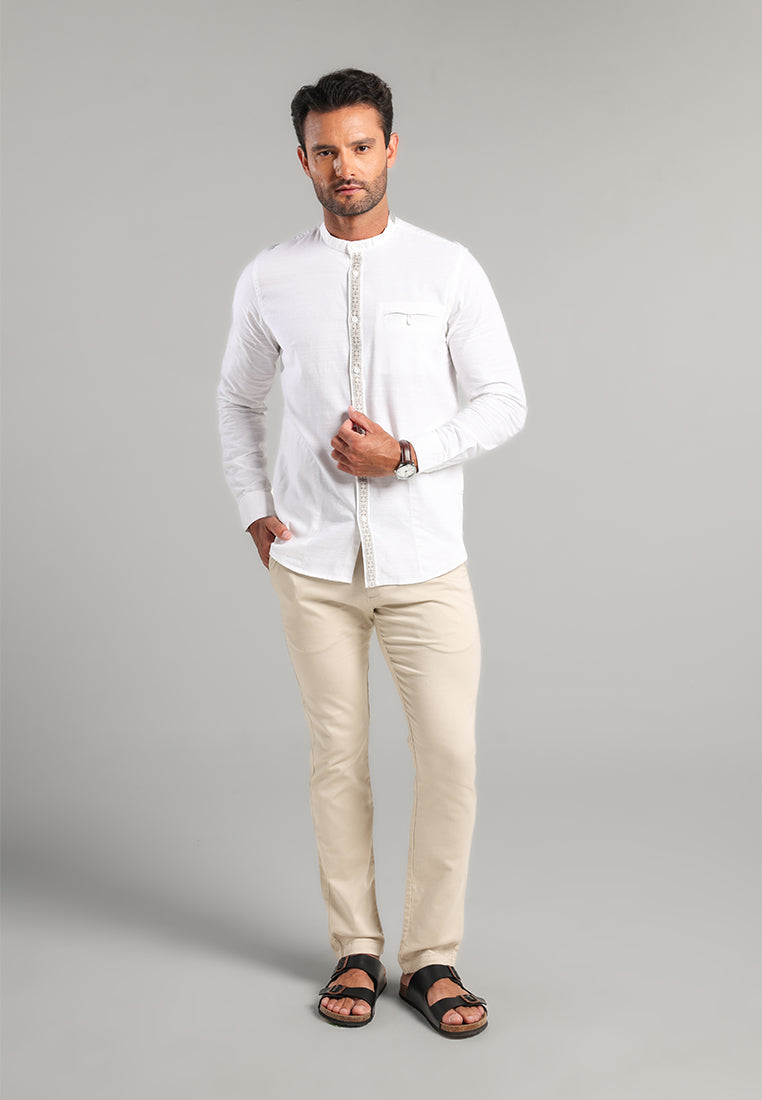 MOC Kemeja Shanghai Lengan Panjang Pria Nabil - White