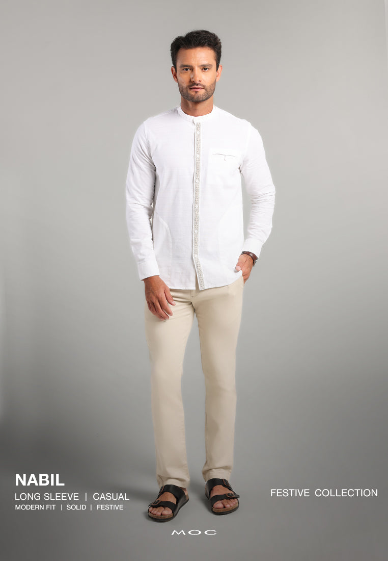 MOC Kemeja Shanghai Lengan Panjang Pria Nabil - White