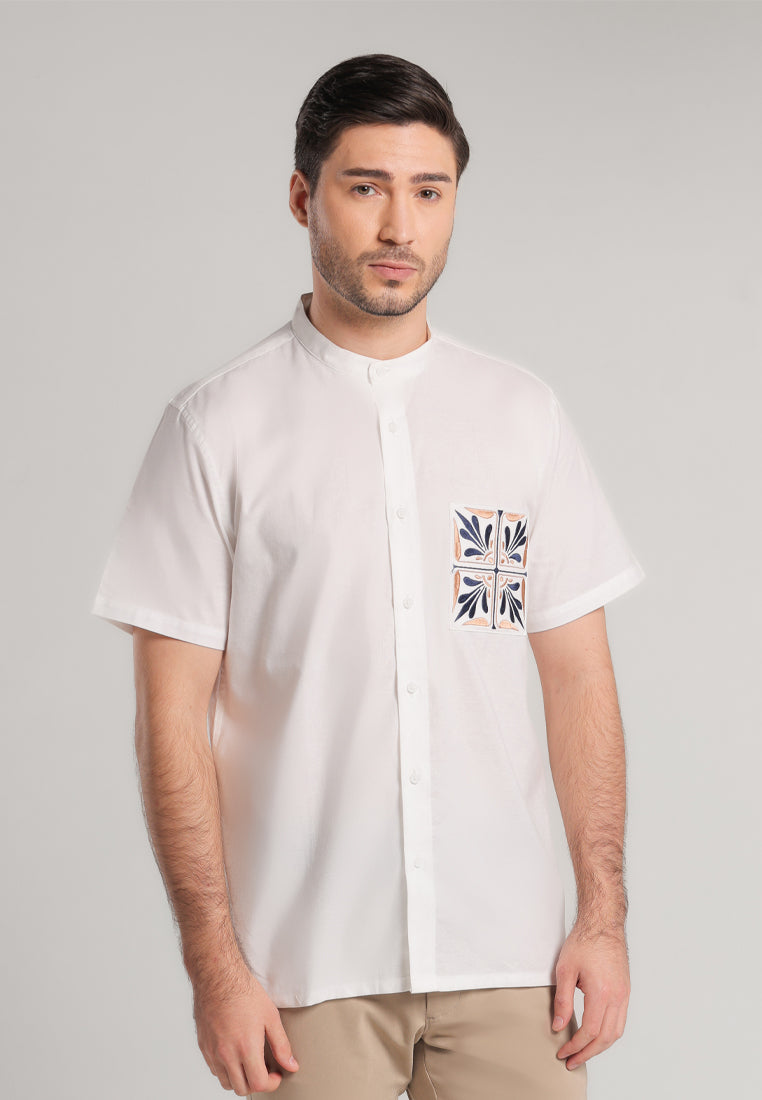 MOC - Kemeja Shanghai Lengan Pendek Arbil - White