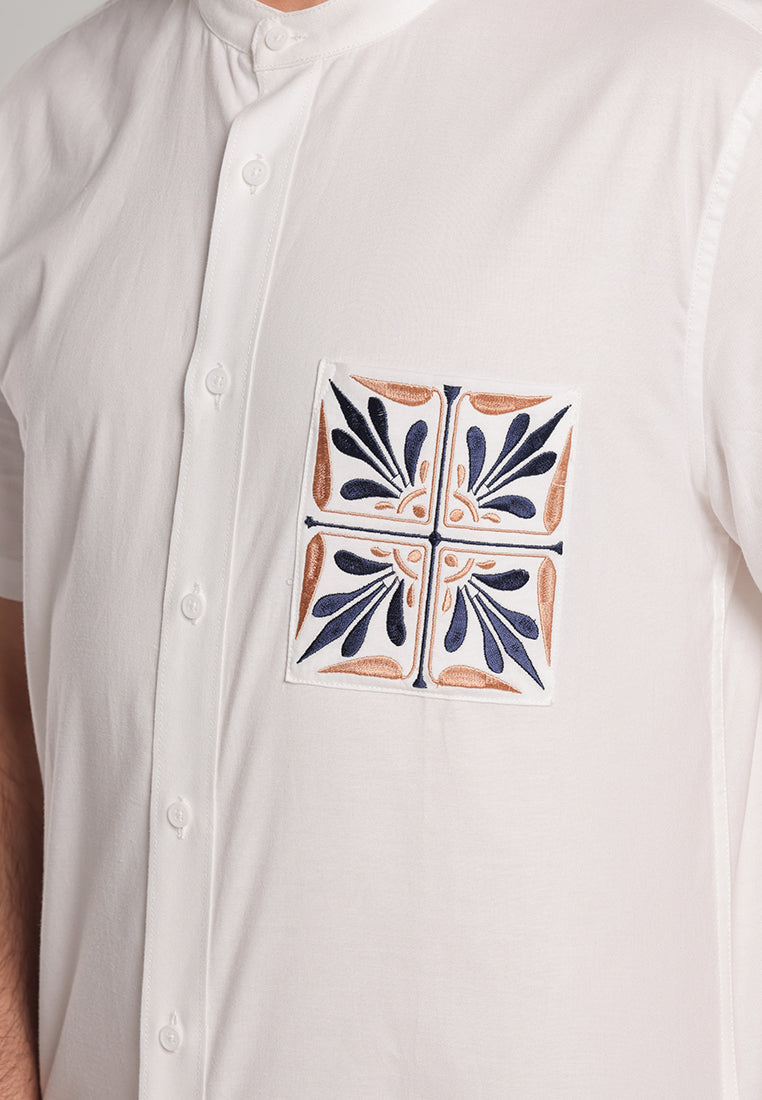 MOC - Kemeja Shanghai Lengan Pendek Arbil - White