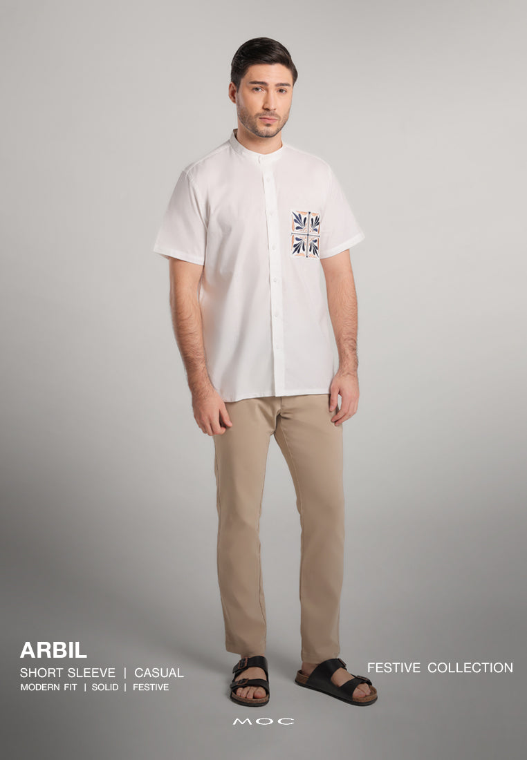 MOC - Kemeja Shanghai Lengan Pendek Arbil - White