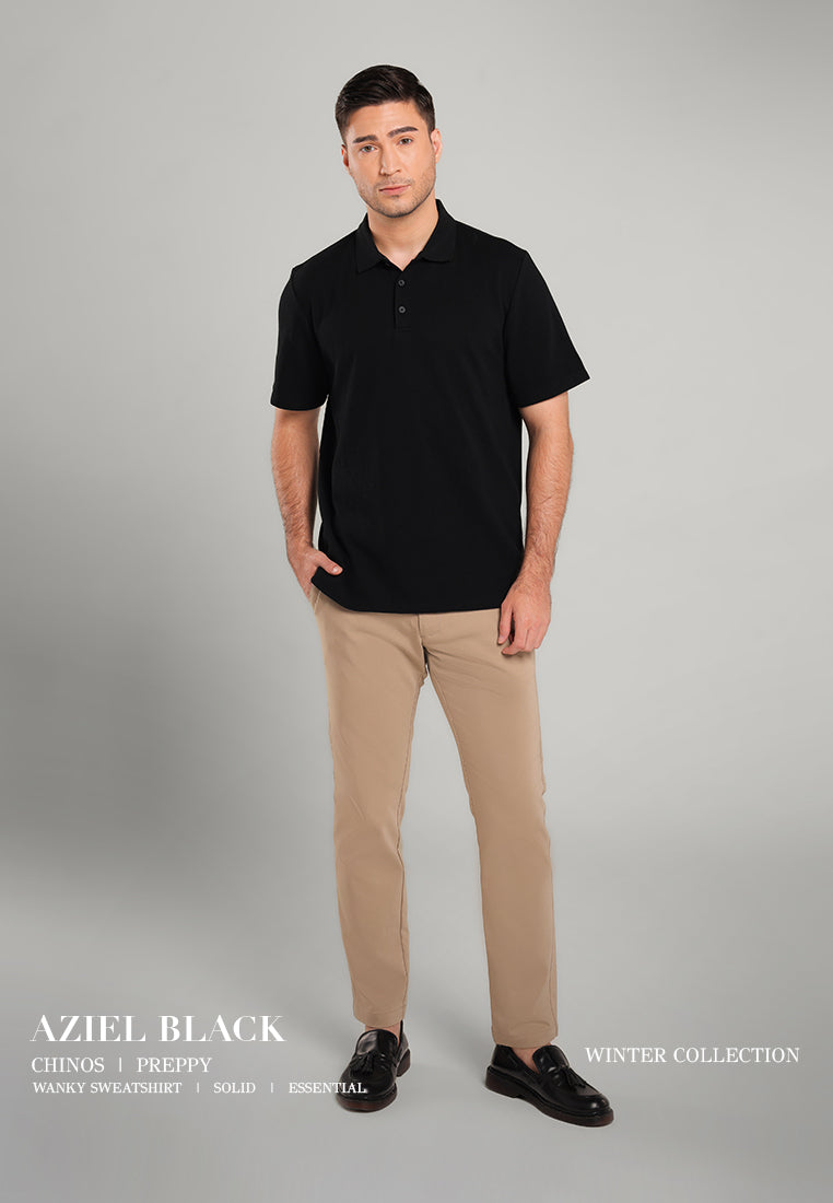 MOC - Kaos Polo Pria Lengan Pendek Aziel - Black