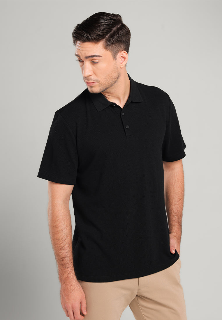 MOC - Kaos Polo Pria Lengan Pendek Aziel - Black
