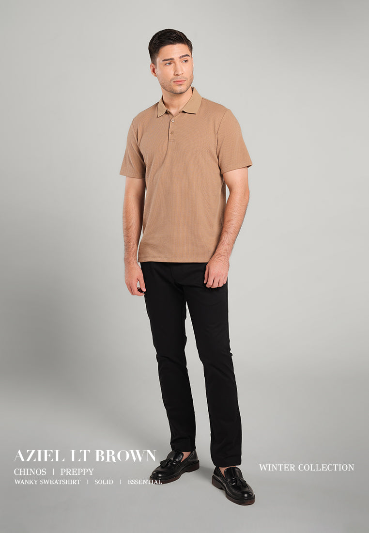 MOC - Kaos Polo Pria Lengan Pendek Aziel - Light Brown