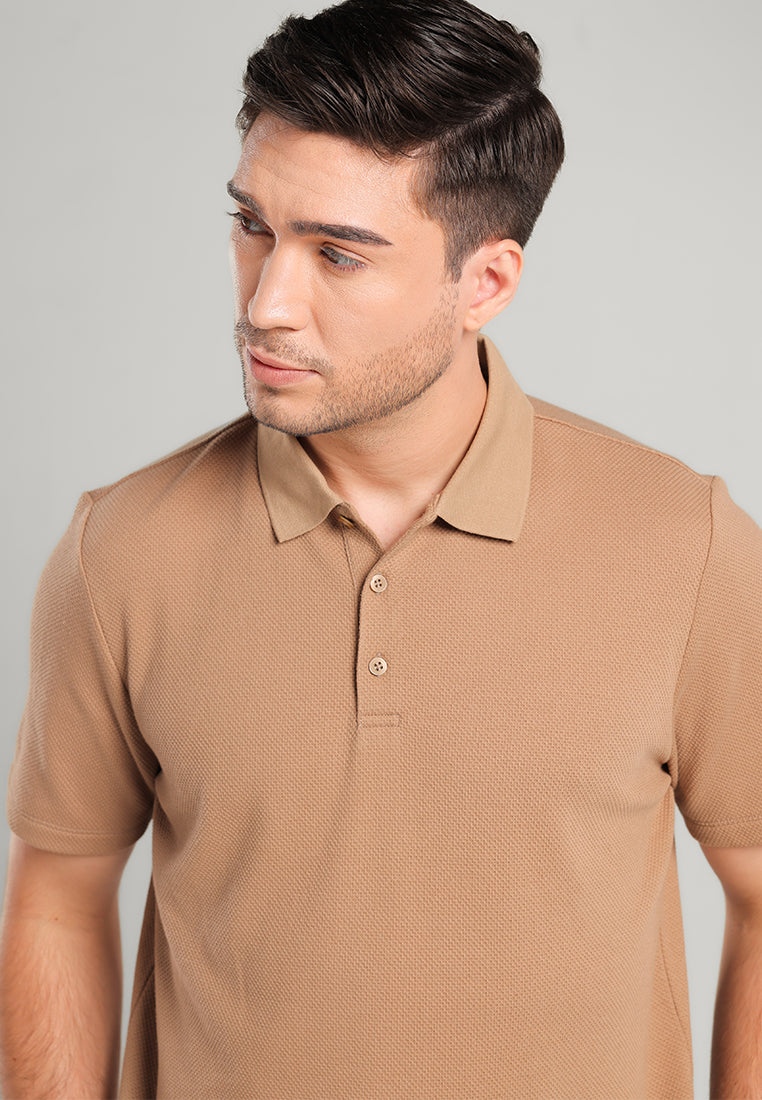 MOC - Kaos Polo Pria Lengan Pendek Aziel - Light Brown