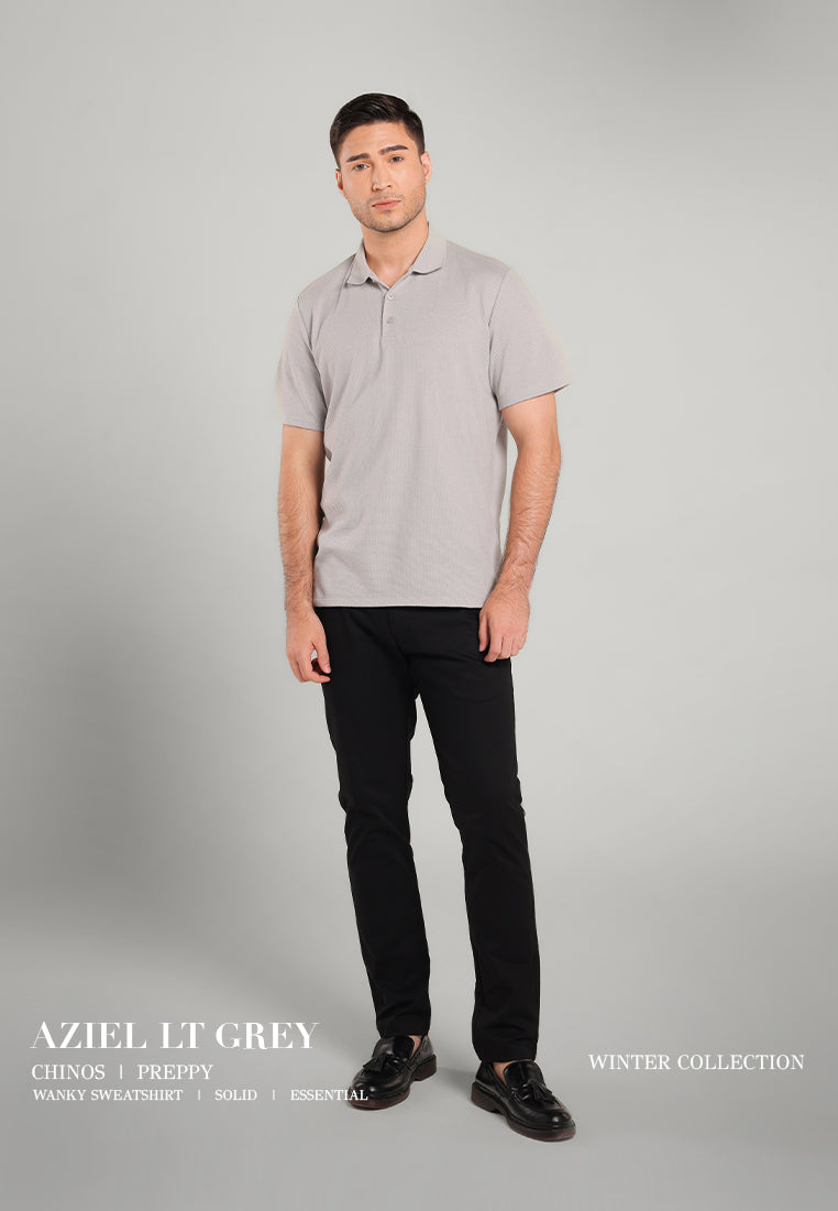 MOC - Kaos Polo Pria Lengan Pendek Aziel - Light Grey