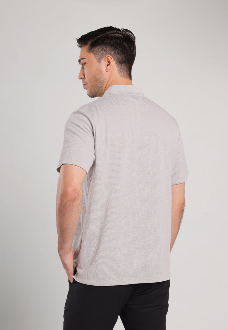 MOC - Kaos Polo Pria Lengan Pendek Aziel - Light Grey