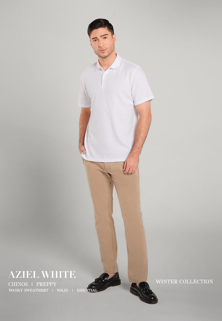 MOC - Kaos Polo Pria Lengan Pendek Aziel - White