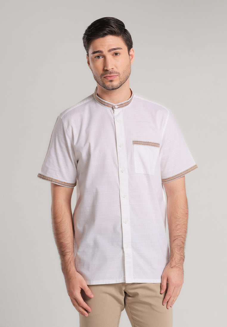 MOC - Kemeja Shanghai Lengan Pendek Pria Zaidi - White