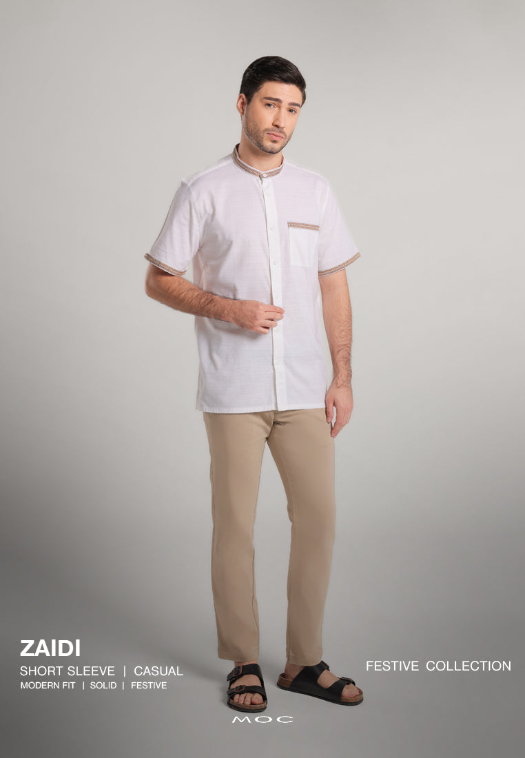 MOC - Kemeja Shanghai Lengan Pendek Pria Zaidi - White