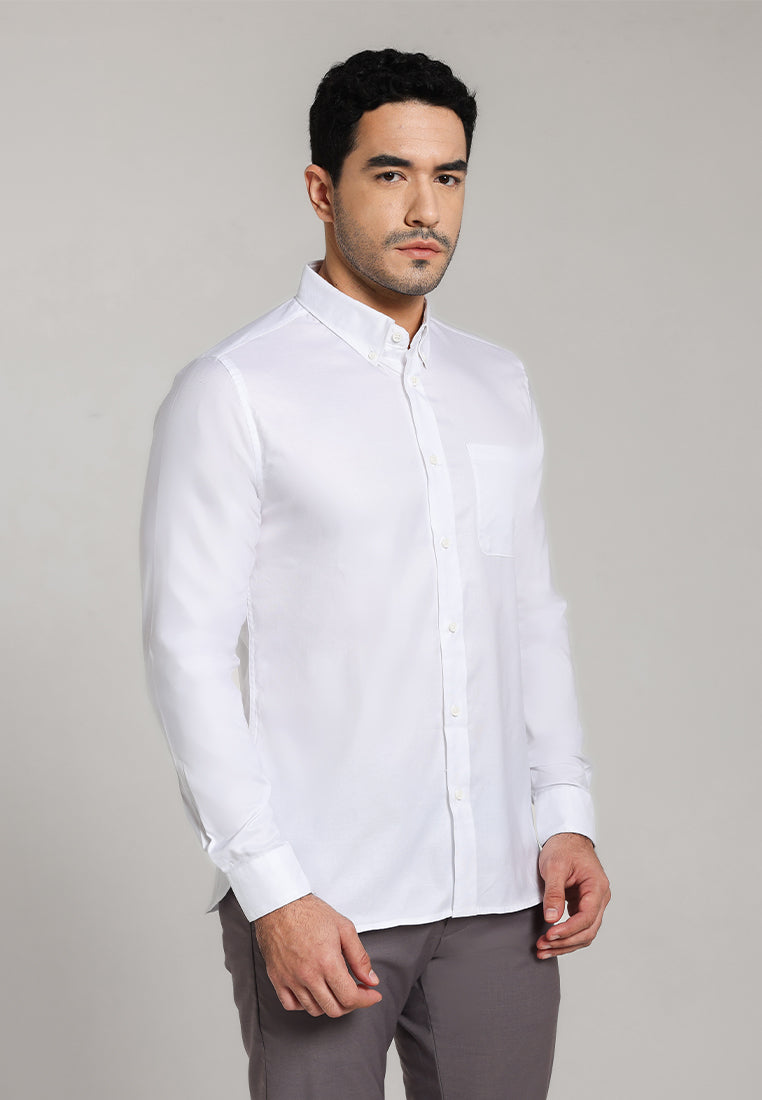 MOC - Kemeja Polos Pria Lengan Panjang Nashville - White