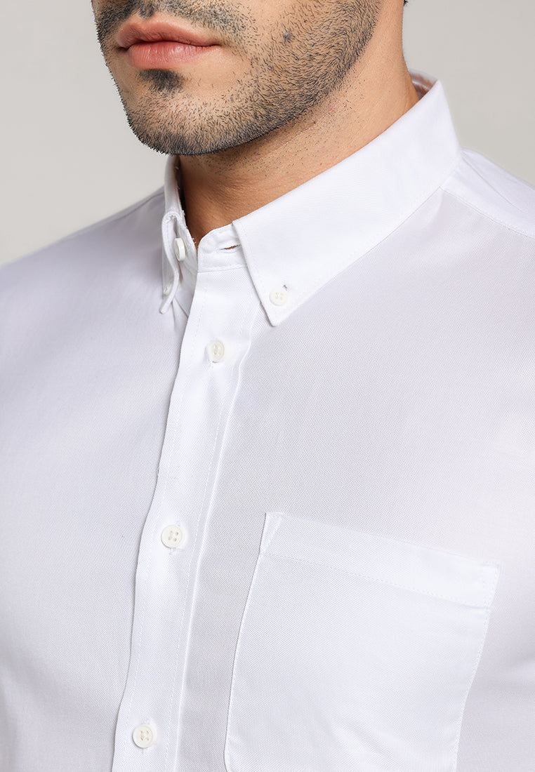 MOC - Kemeja Polos Pria Lengan Panjang Nashville - White