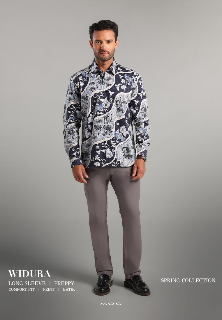 MOC - Kemeja Batik Pria Lengan Panjang Widura - Navy