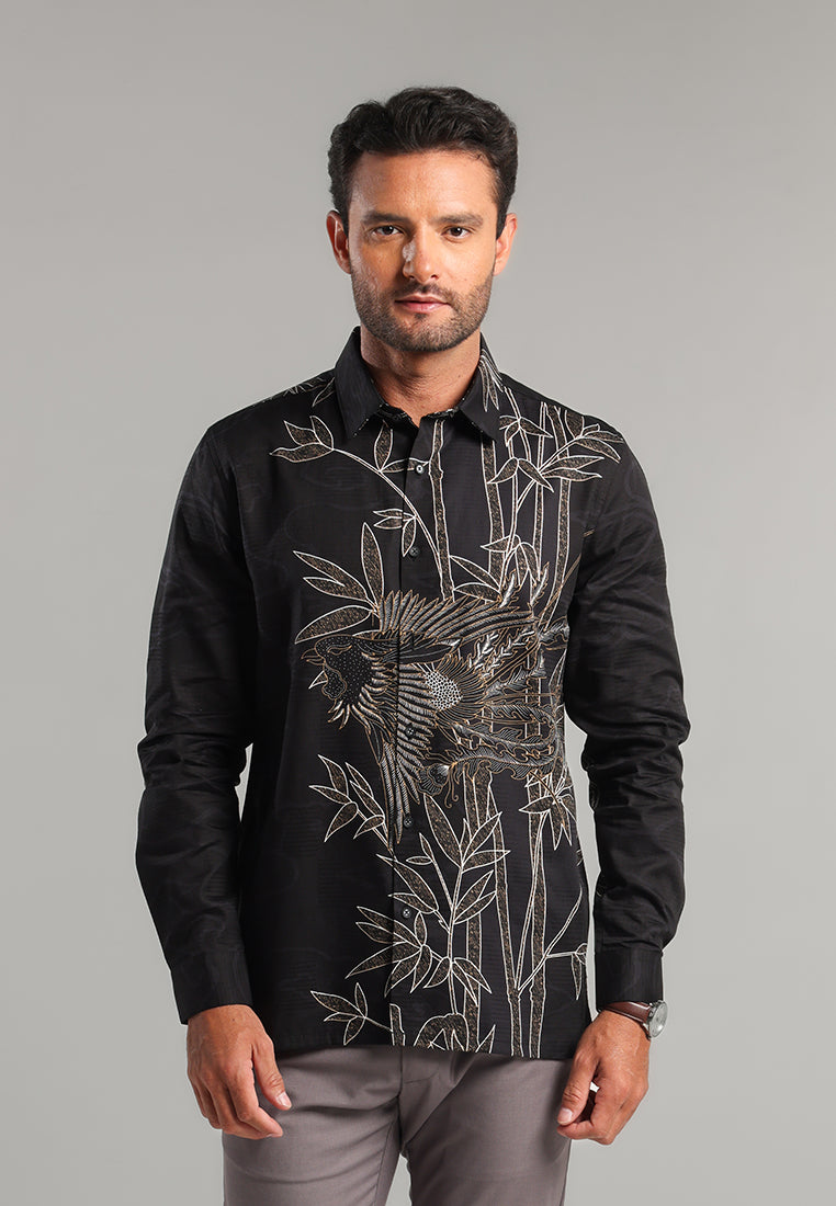 MOC - Kemeja Batik Pria Lengan Panjang Adiwijaya - Black