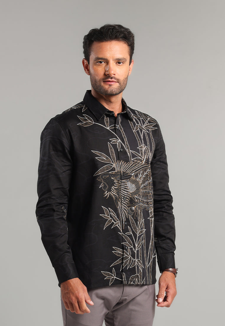 MOC - Kemeja Batik Pria Lengan Panjang Adiwijaya - Black