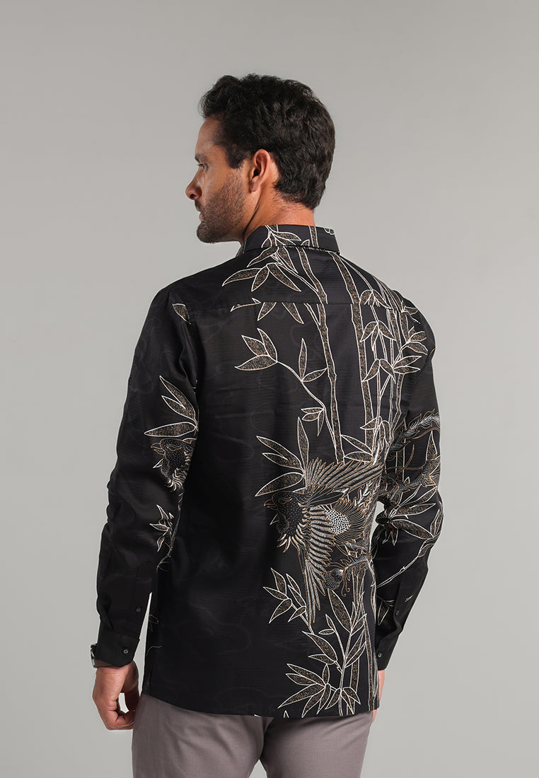 MOC - Kemeja Batik Pria Lengan Panjang Adiwijaya - Black