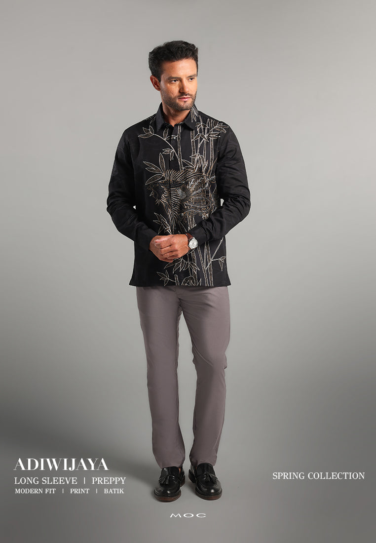 MOC - Kemeja Batik Pria Lengan Panjang Adiwijaya - Black