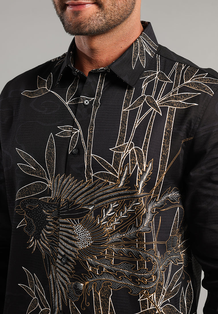 MOC - Kemeja Batik Pria Lengan Panjang Adiwijaya - Black