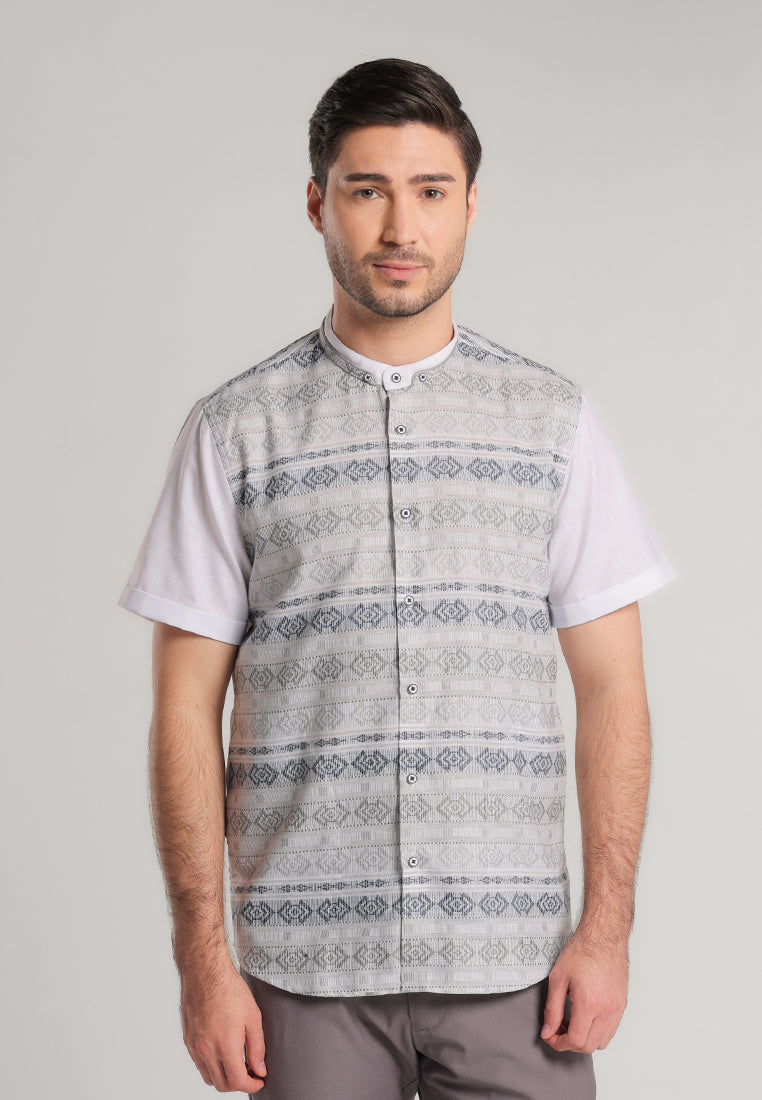MOC Kemeja Koko Lengan Pendek Pria Kaylun - Grey