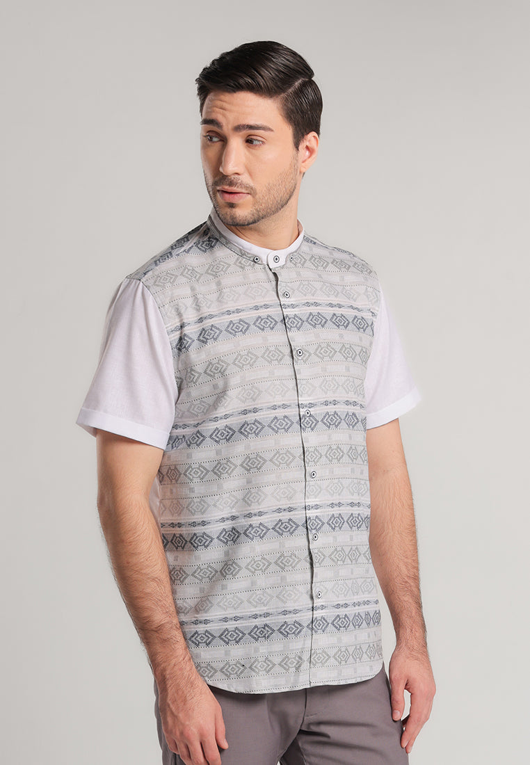 MOC Kemeja Koko Lengan Pendek Pria Kaylun - Grey