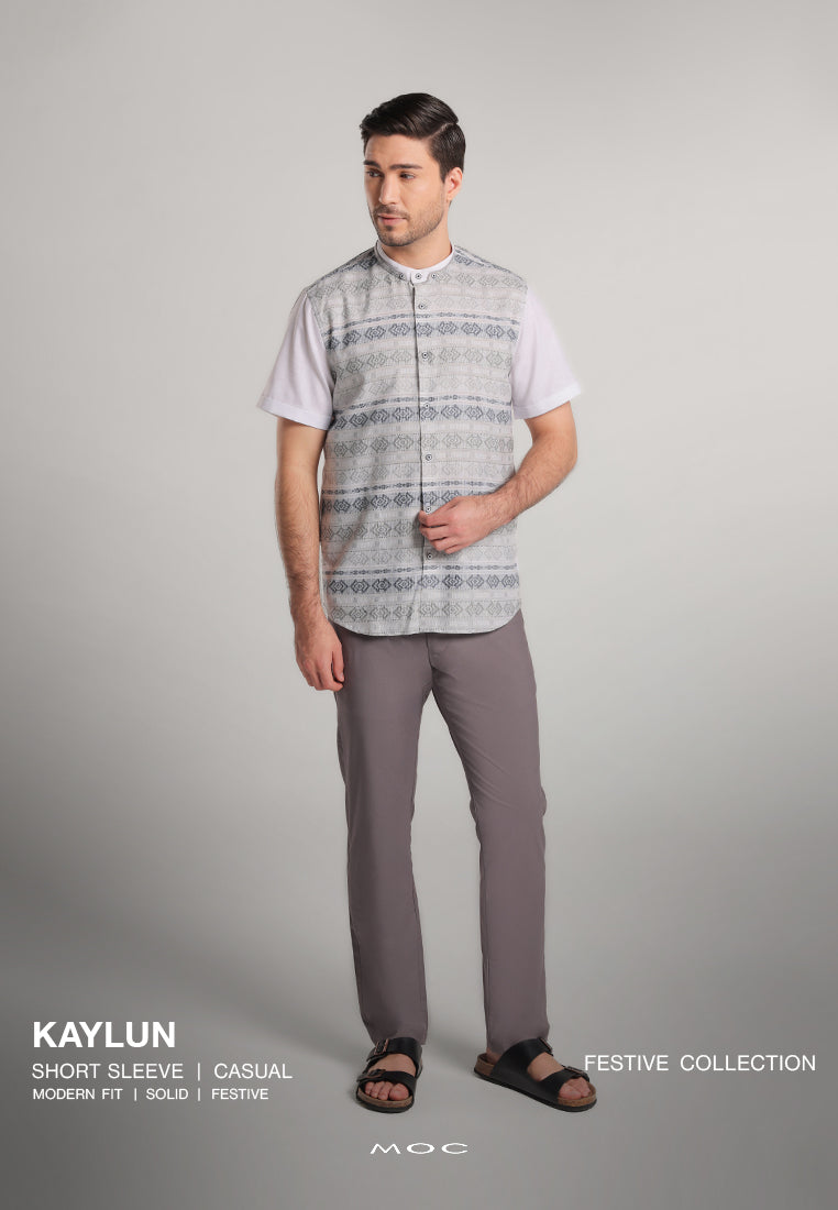 MOC Kemeja Koko Lengan Pendek Pria Kaylun - Grey