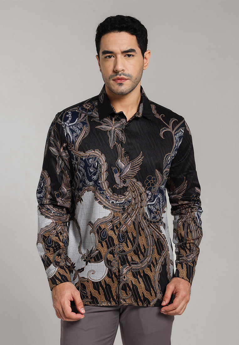 MOC - Kemeja Batik Pria Lengan Panjang Batara - Brown