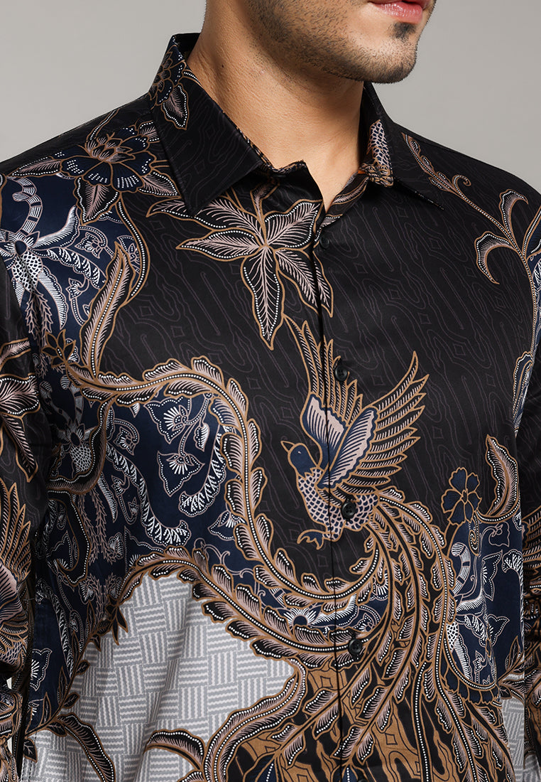 MOC - Kemeja Batik Pria Lengan Panjang Batara - Brown