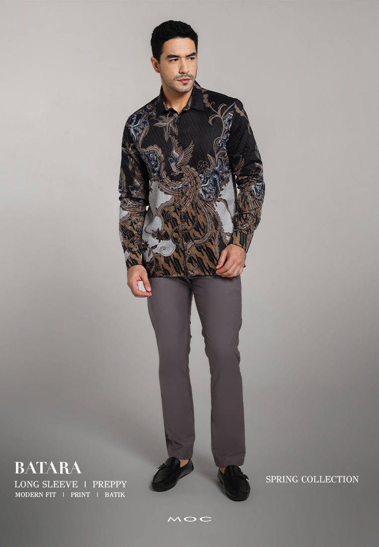 MOC - Kemeja Batik Pria Lengan Panjang Batara - Brown