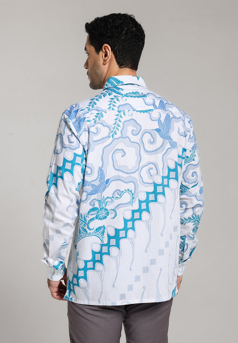 MOC - Kemeja Batik Pria Lengan Panjang Laksamana - White