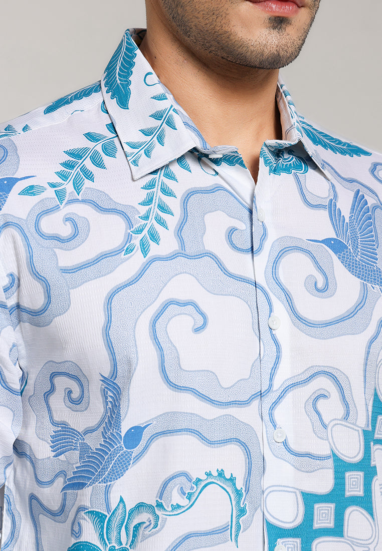 MOC - Kemeja Batik Pria Lengan Panjang Laksamana - White
