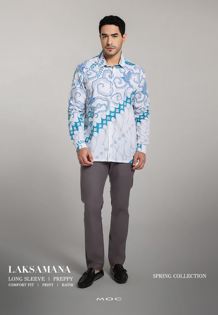 MOC - Kemeja Batik Pria Lengan Panjang Laksamana - White