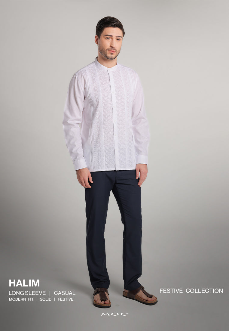 MOC x Habib Jafar Kemeja Koko Lengan Panjang Pria Halim - White