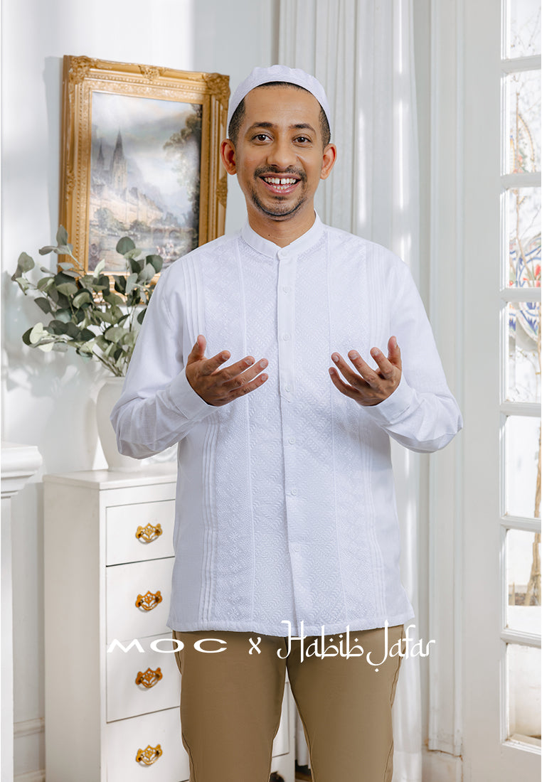 MOC x Habib Jafar Kemeja Koko Lengan Panjang Pria Halim - White