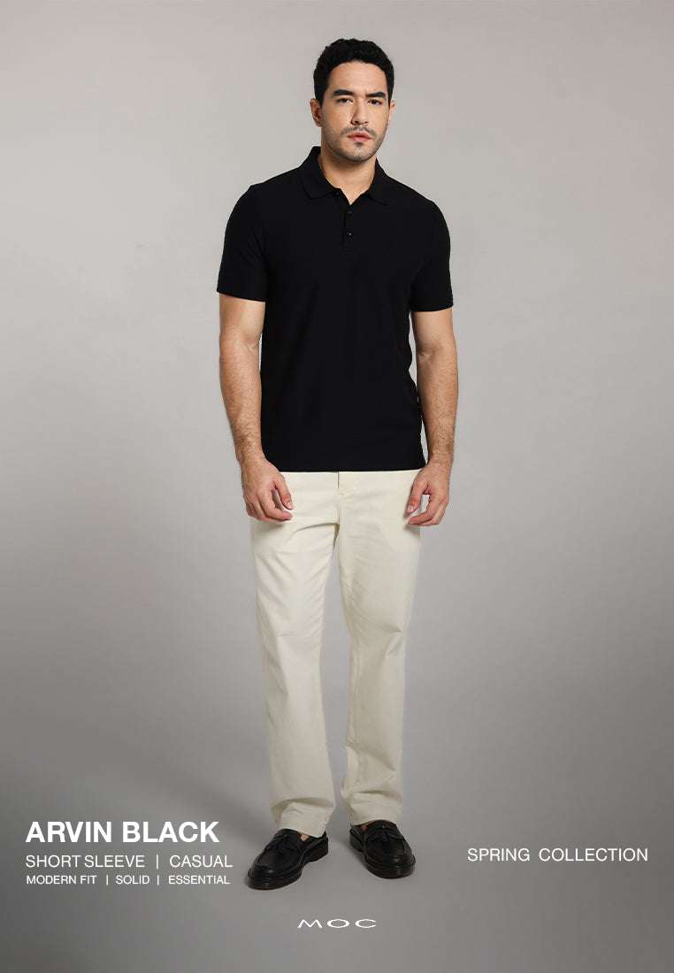 MOC - Kaos Polo Pria Lengan Pendek Arvin - Black