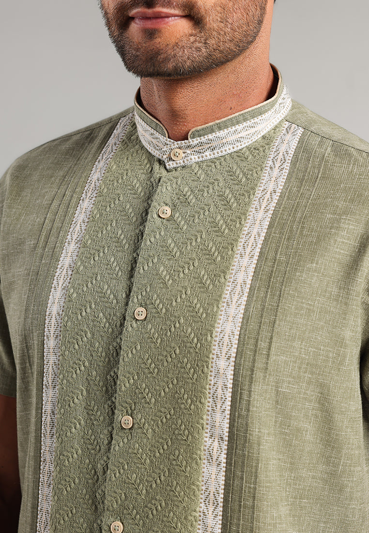 MOC Kemeja Koko Lengan Pendek Pria Jabbar - Olive