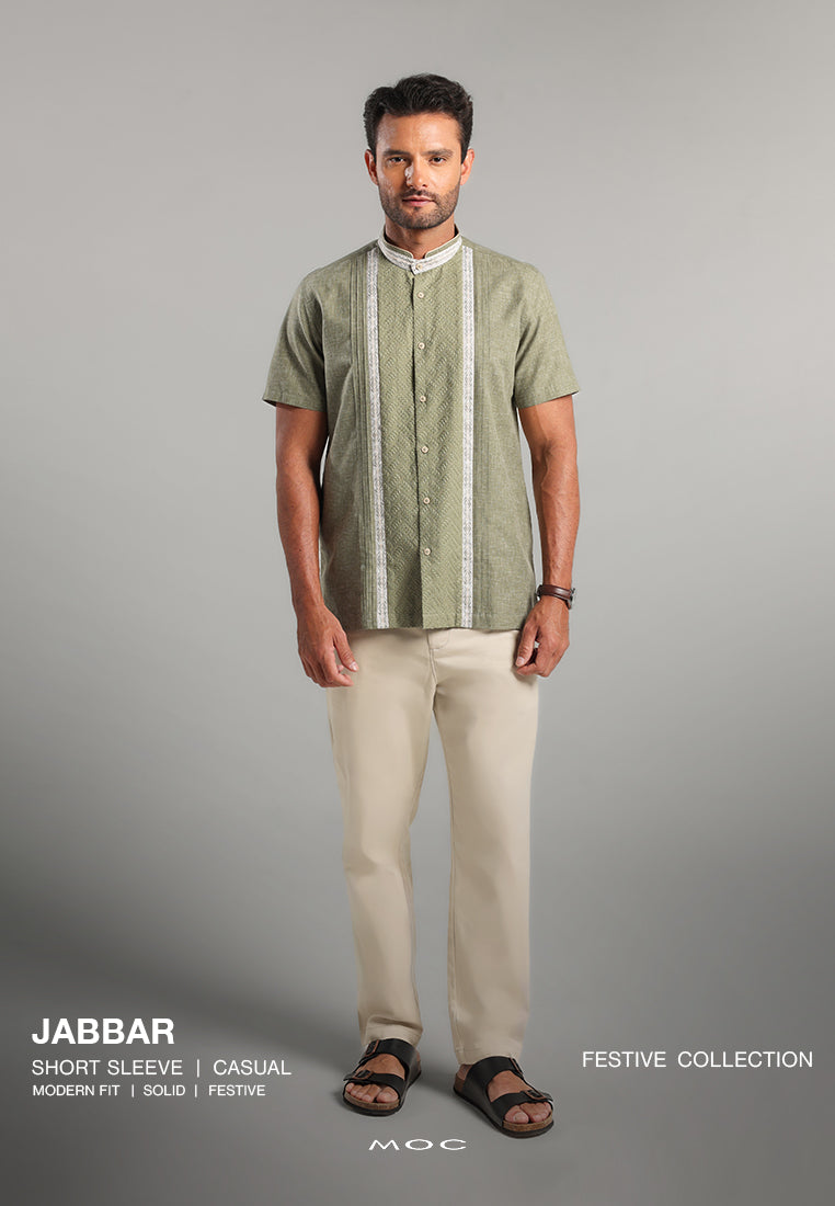 MOC Kemeja Koko Lengan Pendek Pria Jabbar - Olive