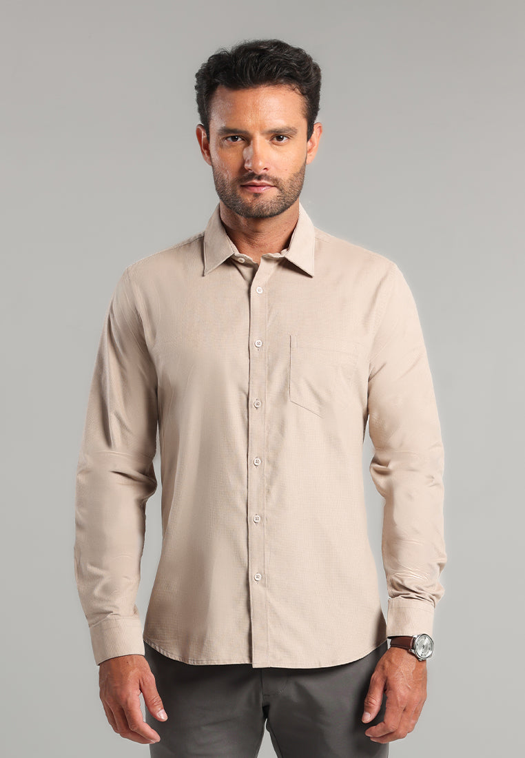 MOC - Kemeja Corduroy Pria Lengan Panjang Olson - Khaki