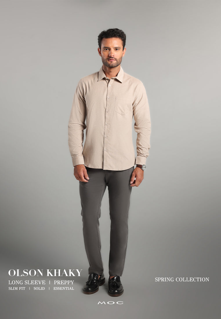 MOC - Kemeja Corduroy Pria Lengan Panjang Olson - Khaki