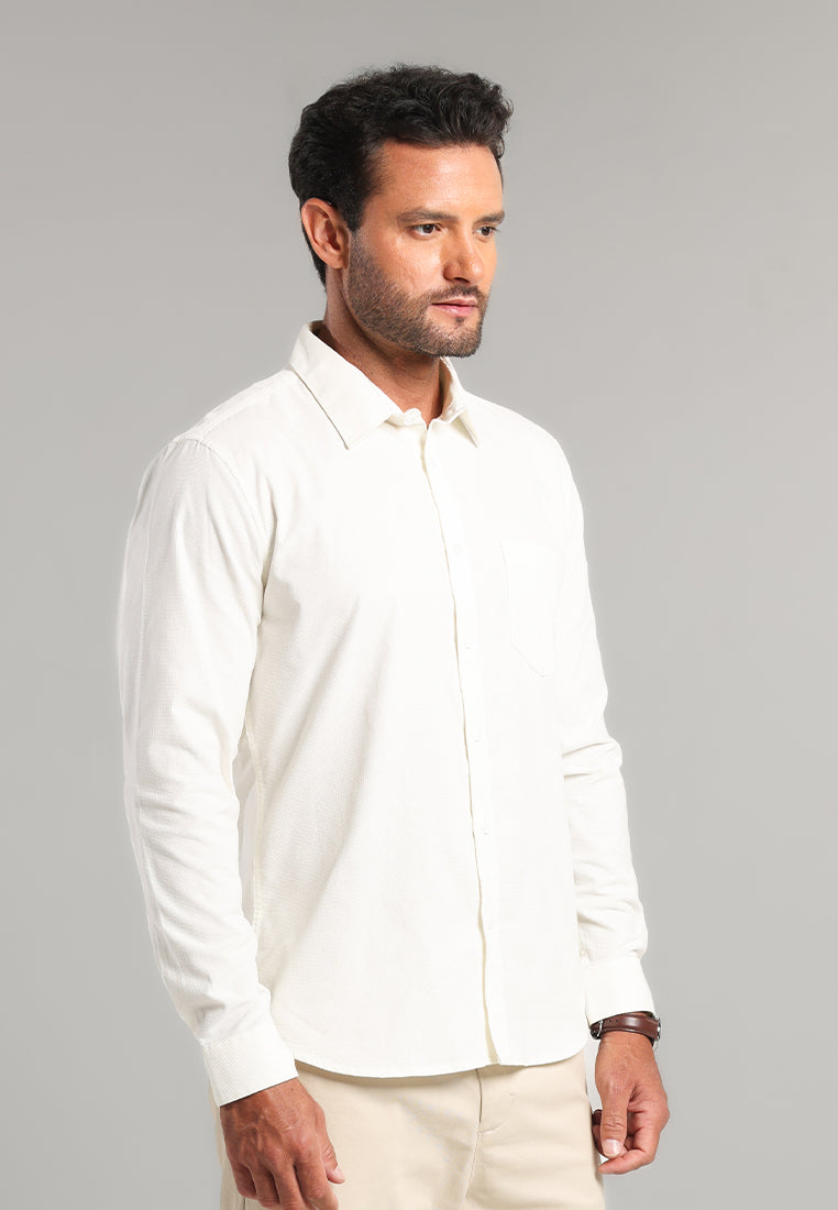 MOC - Kemeja Corduroy Pria Lengan Panjang Olson - Offwhite